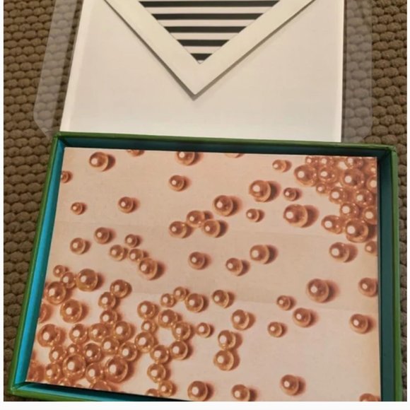 kate spade pink pearls note card stationary set of 10 nwt - Picture 3 of 3